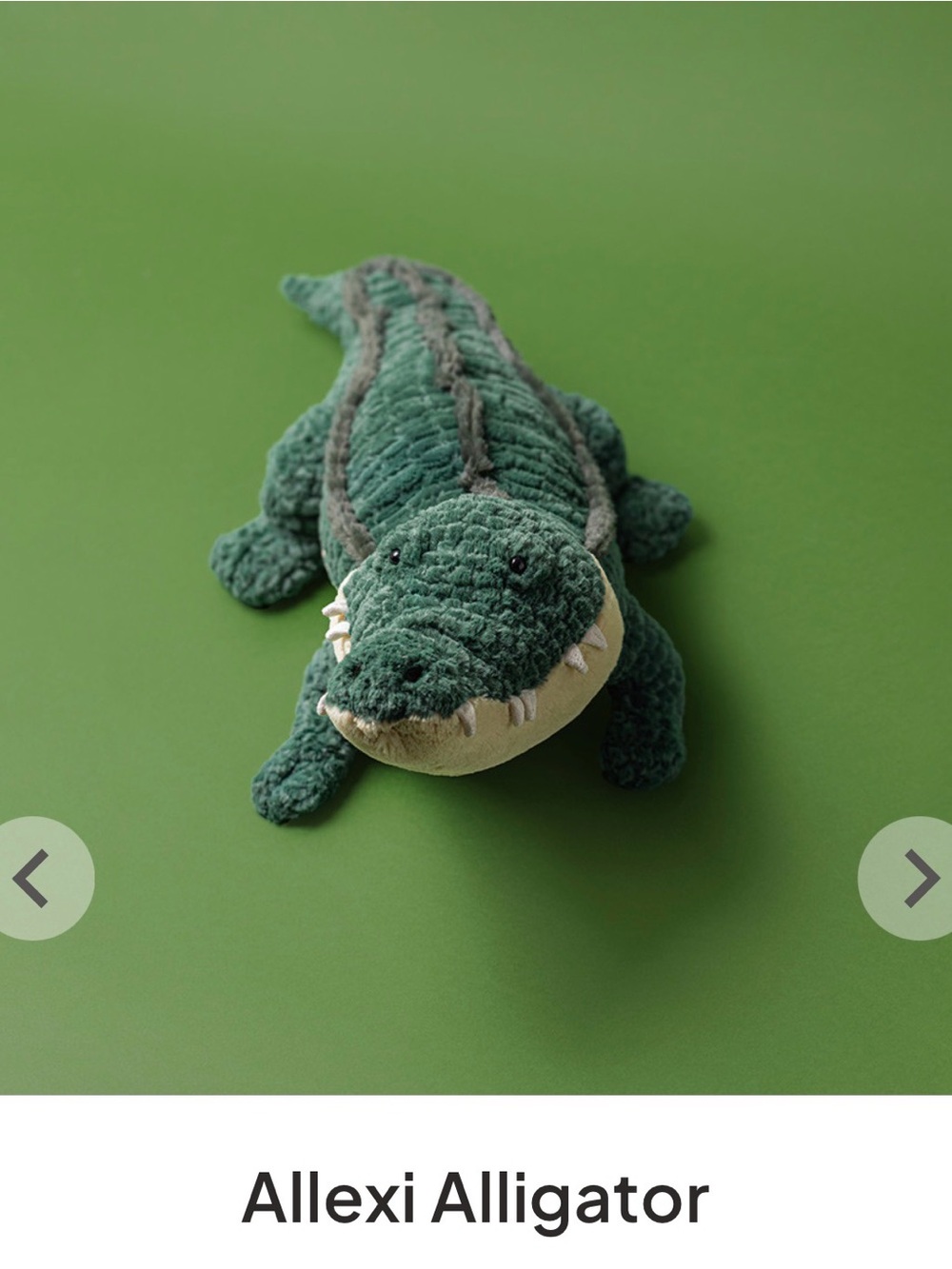 Authentic Jellycat Allexi Alligator Plush - Dark Green. Only kept in dust bag.